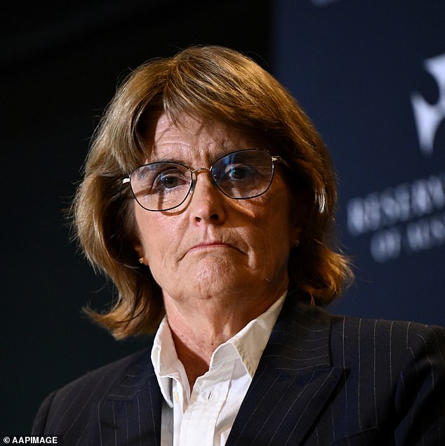 The Reserve Bank's latest forecasts under boss Michele Bullock (pictured) show inflation is expected to run faster than wage growth, eroding household purchasing power until mid¿2027.