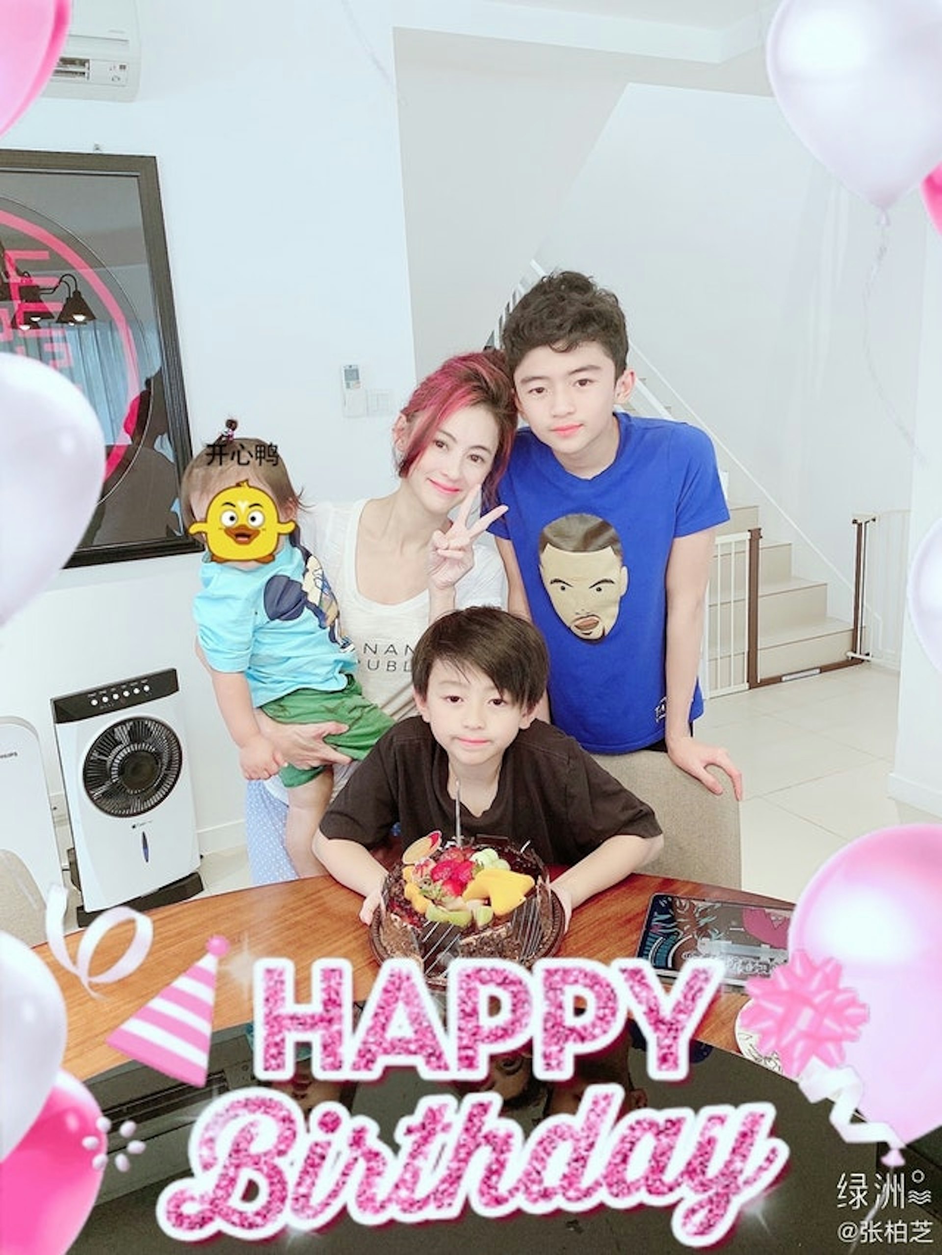张柏芝育有三儿子。（张柏芝微博图片）