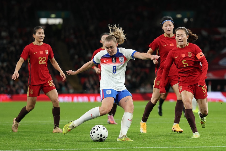 A women's football match
