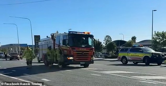 Beaudesert Beenleigh Road at Bannockburn was blocked off with multiple emergency vehicles