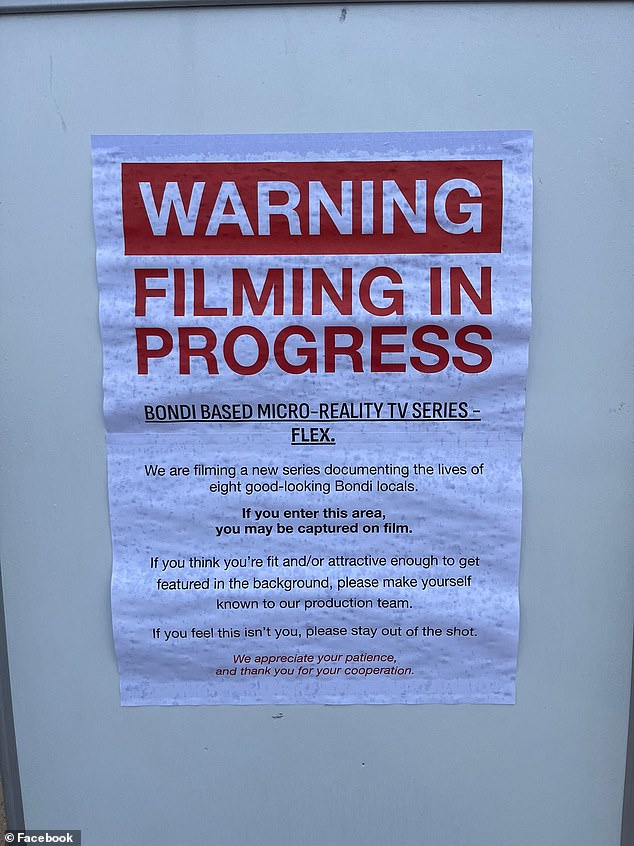 But a notice put up on set at Bondi Pavilion has some people fuming as producers say only 'attractive' people can be caught in the background of the cameras