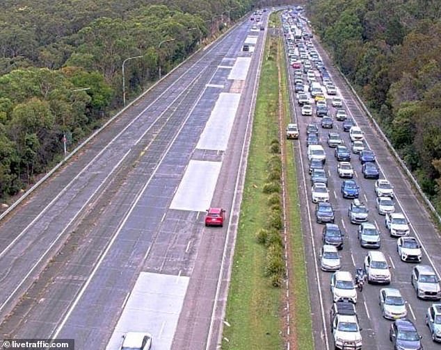 A massive 16km Easter traffic jam has brought motorists to a standstill on the M1 (pictured)