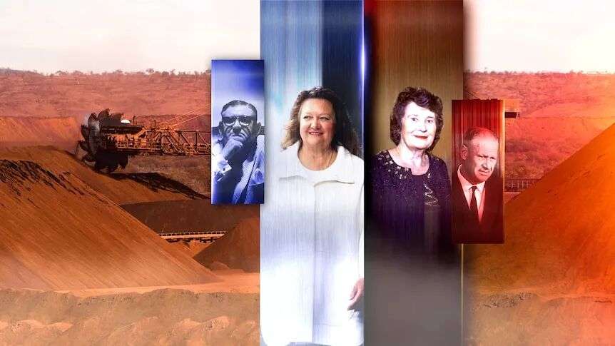 A background image of a mine site, with pictures of four mining figures from left to right.