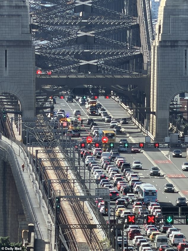 Live Traffic NSW said three of the four northbound lanes had been closed and lines of vehicles could be seen at a standstill