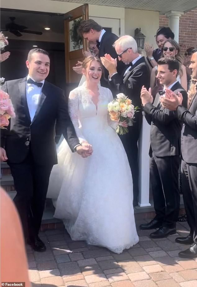 Erin is seen here alongside her husband Frank celebrating their wedding day in August 2024